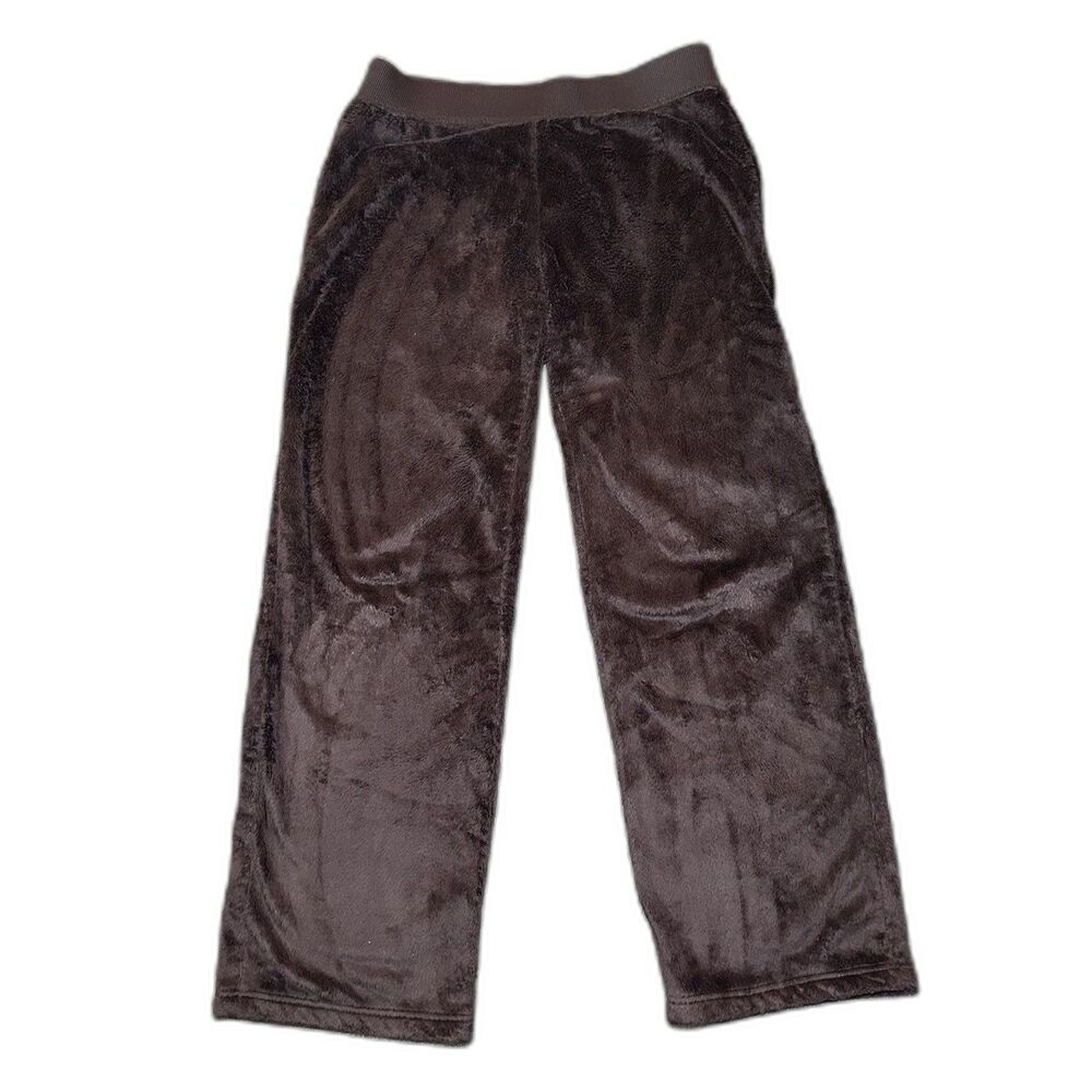 North Face Pants Women's Medium Brown Fleece Lounge Plush Wide Leg Elastic Waist